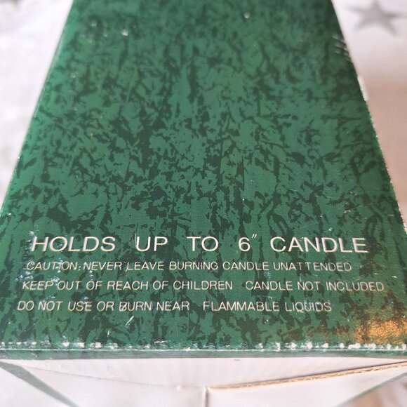 World Bazaars Pillar Candle Holder Off White Christmas Snow Trees Winter Classic - Picture 4 of 10